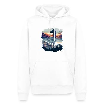 Alpaga Lama Andes Amérique du Sud - Sweat à capuche Premium bio Homme - blanc - Devant - Nico (187cm)