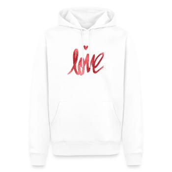 Metallic effect Love - Men’s Premium Organic Hoodie - white - Front - Nico (187cm)