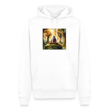 Yogi (B) - Sweat à capuche Premium bio Homme - blanc - Devant - Nico (187cm)