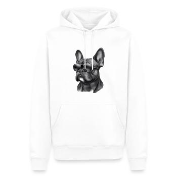 Cool bouledogue français portant des lunettes de soleil - Sweat à capuche Premium bio Homme - blanc - Devant - Nico (187cm)