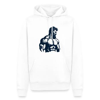 Powerful muscle figure - Men’s Premium Organic Hoodie - white - Front - Nico (187cm)