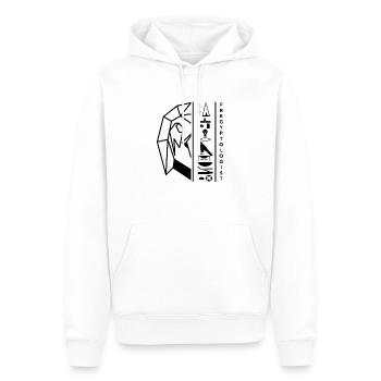 Hieroglyphes Horus - motif noir by Fregyptologist - Sweat à capuche Premium bio Homme - blanc - Devant - Nico (187cm)