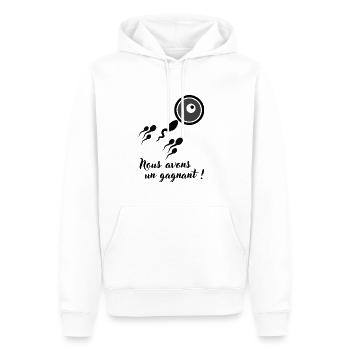 Nous avons un gagnant cadeau annonce grossesse - Sweat à capuche Premium bio Homme - blanc - Devant - Nico (187cm)