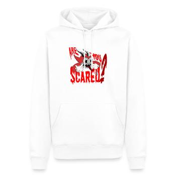 ''Are You Scared'' By Bousso - Männer Premium Bio Hoodie - Weiß - Vorne - Nico (187cm)