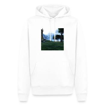 Beautiful mountain landscape in the fog - Men’s Premium Organic Hoodie - white - Front - Nico (187cm)