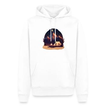 Camping au clair de lune et à la montagne - Sweat à capuche Premium bio Homme - blanc - Devant - Nico (187cm)