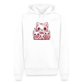 Mother cat and her kittens - Men’s Premium Organic Hoodie - white - Front - Nico (187cm)