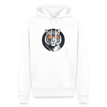 Tiger with sunglasses, Cat, Predator - Men’s Premium Organic Hoodie - white - Front - Nico (187cm)