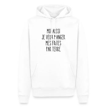 moi aussi je veux manger des frites par terre - Sweat à capuche Premium bio Homme - blanc - Devant - Nico (187cm)