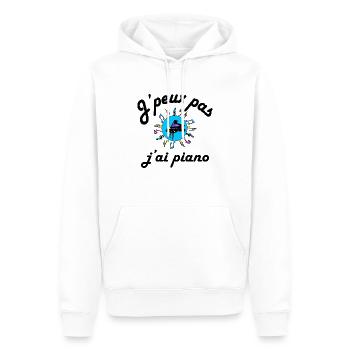 J'peux pas j'ai piano texte noir - Sweat à capuche Premium bio Homme - blanc - Devant - Nico (187cm)