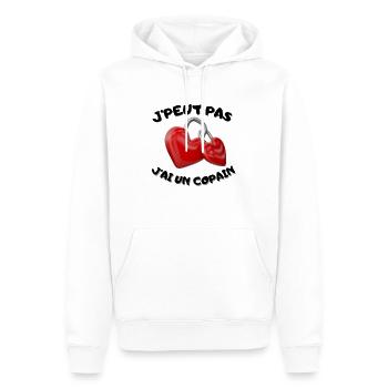 J'peut pas j'ai un copain. - Sweat à capuche Premium bio Homme - blanc - Devant - Nico (187cm)