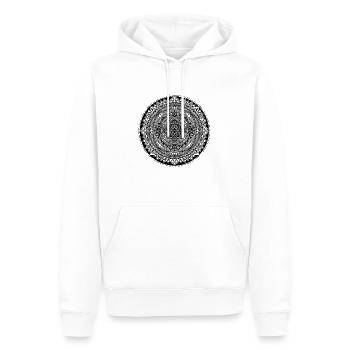 Mandala DS001/2024 | Mandala Arts by Claudia E. - Männer Premium Bio Hoodie - Weiß - Vorne - Nico (187cm)