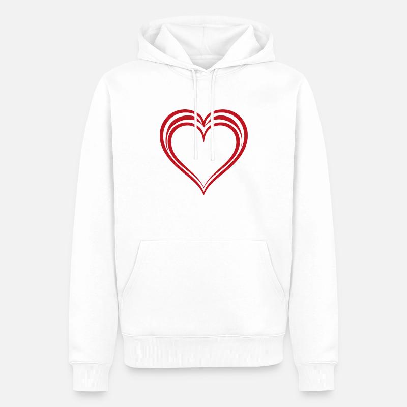 Herz - Männer Premium Bio Hoodie - Weiß