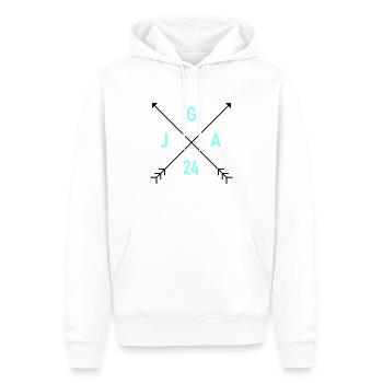 jga 24 - Männer Premium Bio Hoodie - Weiß - Vorne - Nico (187cm)