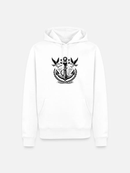 Anker Möwen Logo - Männer Premium Bio Hoodie - Weiß