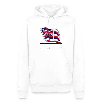 Flag Hawaii text banner - Men’s Premium Organic Hoodie - white - Front - Nico (187cm)