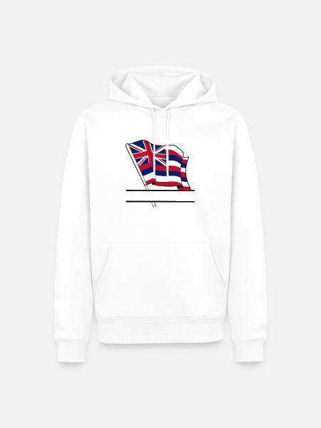 Flag Hawaii text banner - Men’s Premium Organic Hoodie - white