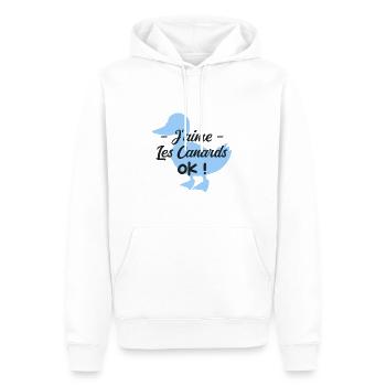 J'aime les canards Ok - Sweat à capuche Premium bio Homme - blanc - Devant - Nico (187cm)