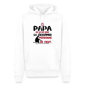 Si Papa ne peut pas la dégommer personne ne peut - Sweat à capuche Premium bio Homme - blanc - Devant - Nico (187cm)