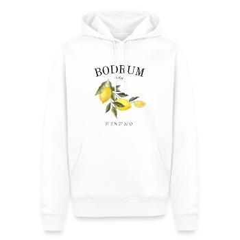Bodrum - Turquie - Mer Egée - Souvenir - Voyage - Sweat à capuche Premium bio Homme - blanc - Devant - Nico (187cm)