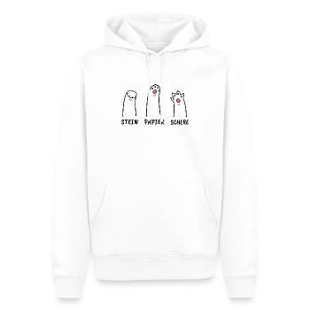 Katzen Humor Spruch Lustig Stein Papier Schere - Männer Premium Bio Hoodie - Weiß - Vorne - Nico (187cm)