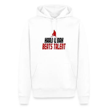 Basketball Training Spruch Hard Work Beats Talent - Männer Premium Bio Hoodie - Weiß - Vorne - Nico (187cm)