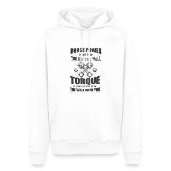 Tuning Spruch für Motorsport / Auto Fans - Männer Premium Bio Hoodie - Weiß - Vorne - Nico (187cm)