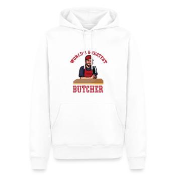 Metzger Fleischer Sprücher I Metzgerei - Männer Premium Bio Hoodie - Weiß - Vorne - Nico (187cm)
