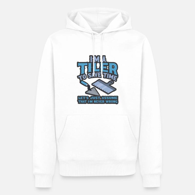 Lustiger Fliesenleger Spruch Handwerker - Männer Premium Bio Hoodie - Weiß