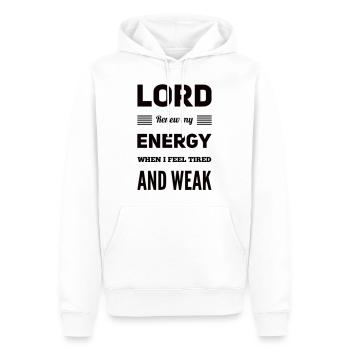 Seigneur renouvelle mon énergie quand je me sens fatigué et faible - Sweat à capuche Premium bio Homme - blanc - Devant - Nico (187cm)