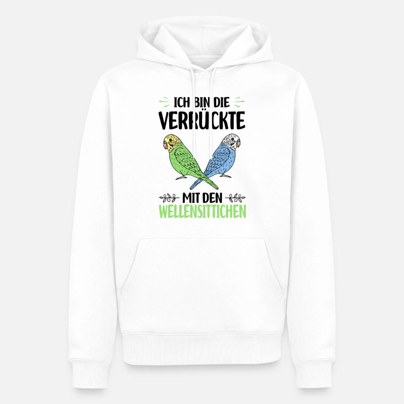 Oiseau Budgerigar - Sweat à capuche Premium bio Homme - blanc