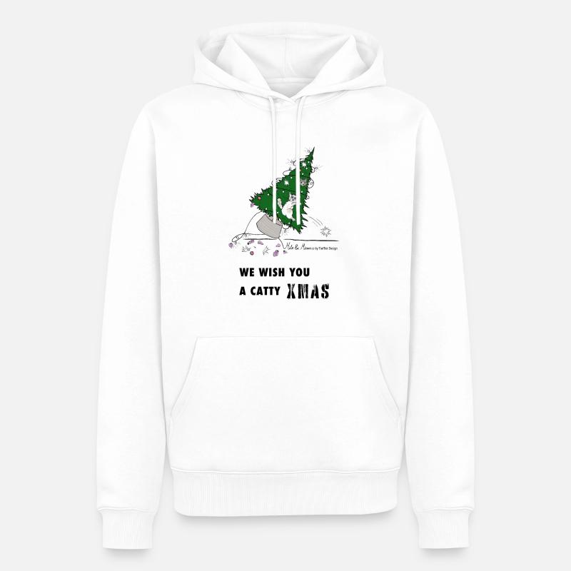 Les chats et Noël! - Sweat à capuche Premium bio Homme - blanc