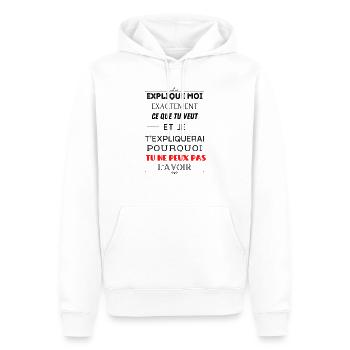 Explique moi - Sweat à capuche Premium bio Homme - blanc - Devant - Nico (187cm)