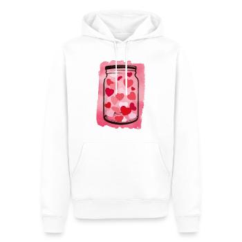 Cœurs dans un bocal - Sweat à capuche Premium bio Homme - blanc - Devant - Nico (187cm)