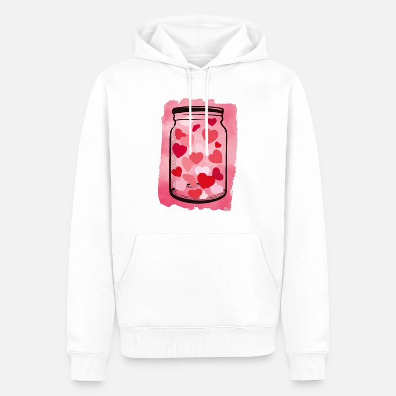 Cœurs dans un bocal - Sweat à capuche Premium bio Homme - blanc