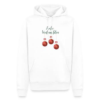 Frohe Weihnachten mit Christbaumkugeln - Männer Premium Bio Hoodie - Weiß - Vorne - Nico (187cm)