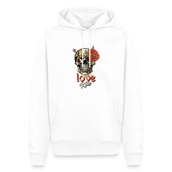 L'Amour Tue - Sweat à capuche Premium bio Homme - blanc - Devant - Nico (187cm)