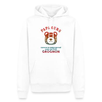 papa ours, comme un papa normal, en plus grognon - Sweat à capuche Premium bio Homme - blanc - Devant - Nico (187cm)