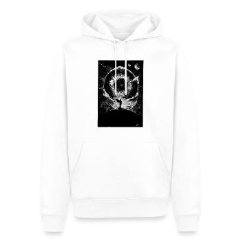 Hero in front of giant Worm - Männer Premium Bio Hoodie - Weiß - Vorne - Nico (187cm)