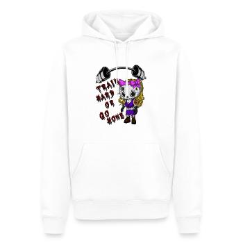 Train hard…. - Männer Premium Bio Hoodie - Weiß - Vorne - Nico (187cm)