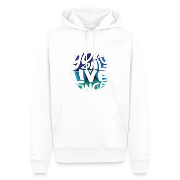 You only live once - du lebst nur einmal - Männer Premium Bio Hoodie - Weiß - Vorne - Nico (187cm)