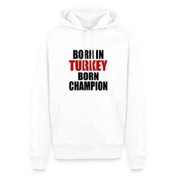 born in turkey born champion - Turquie - Sweat à capuche Premium bio Homme - blanc - Devant - Nico (187cm)