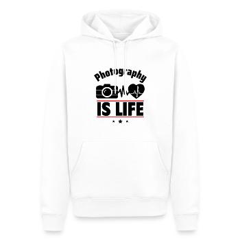 Fotografie ist das Leben - Männer Premium Bio Hoodie - Weiß - Vorne - Nico (187cm)