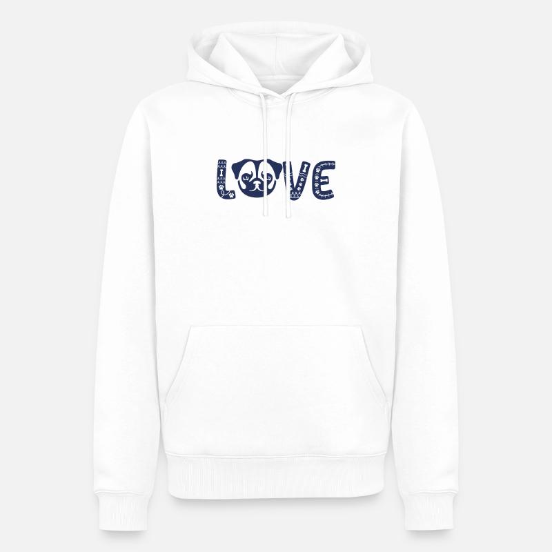 Love Mops HundehalterHundebesitzer Geschenkidee - Männer Premium Bio Hoodie - Weiß