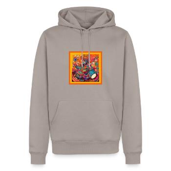 Drums colorful - Männer Premium Bio Hoodie - Taupe - Vorne - Nico (187cm)