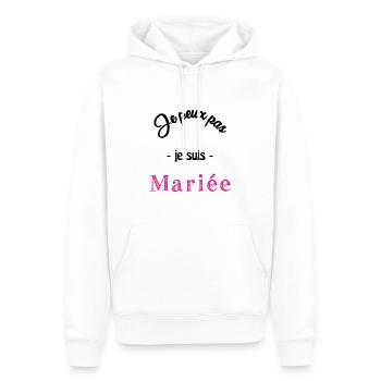 MARIEE. COEUR. COUPLE. JUST MARRIED. EVJF - Sweat à capuche Premium bio Homme - blanc - Devant - Nico (187cm)