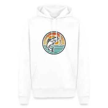 Retro Angeln Barsch Springen Sonnenuntergang Abzeichen - Männer Premium Bio Hoodie - Weiß - Vorne - Nico (187cm)