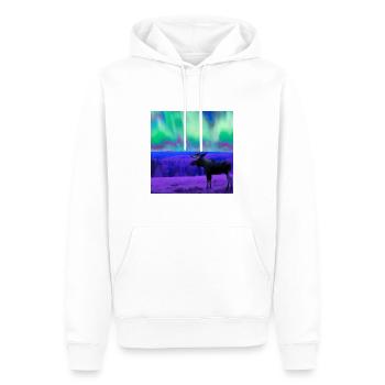 Elch schaut Polarlichter an - Männer Premium Bio Hoodie - Weiß - Vorne - Nico (187cm)