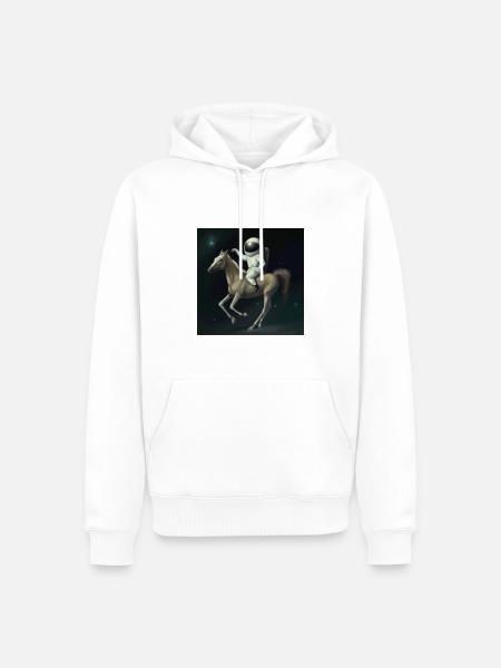 Astronaute à cheval - Sweat à capuche Premium bio Homme - blanc