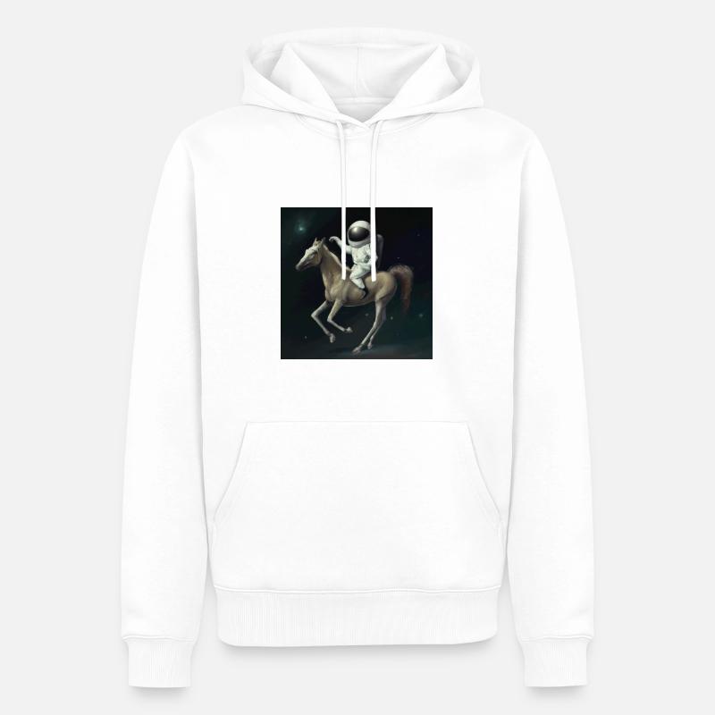 Astronaut auf einem Pferd - Männer Premium Bio Hoodie - Weiß